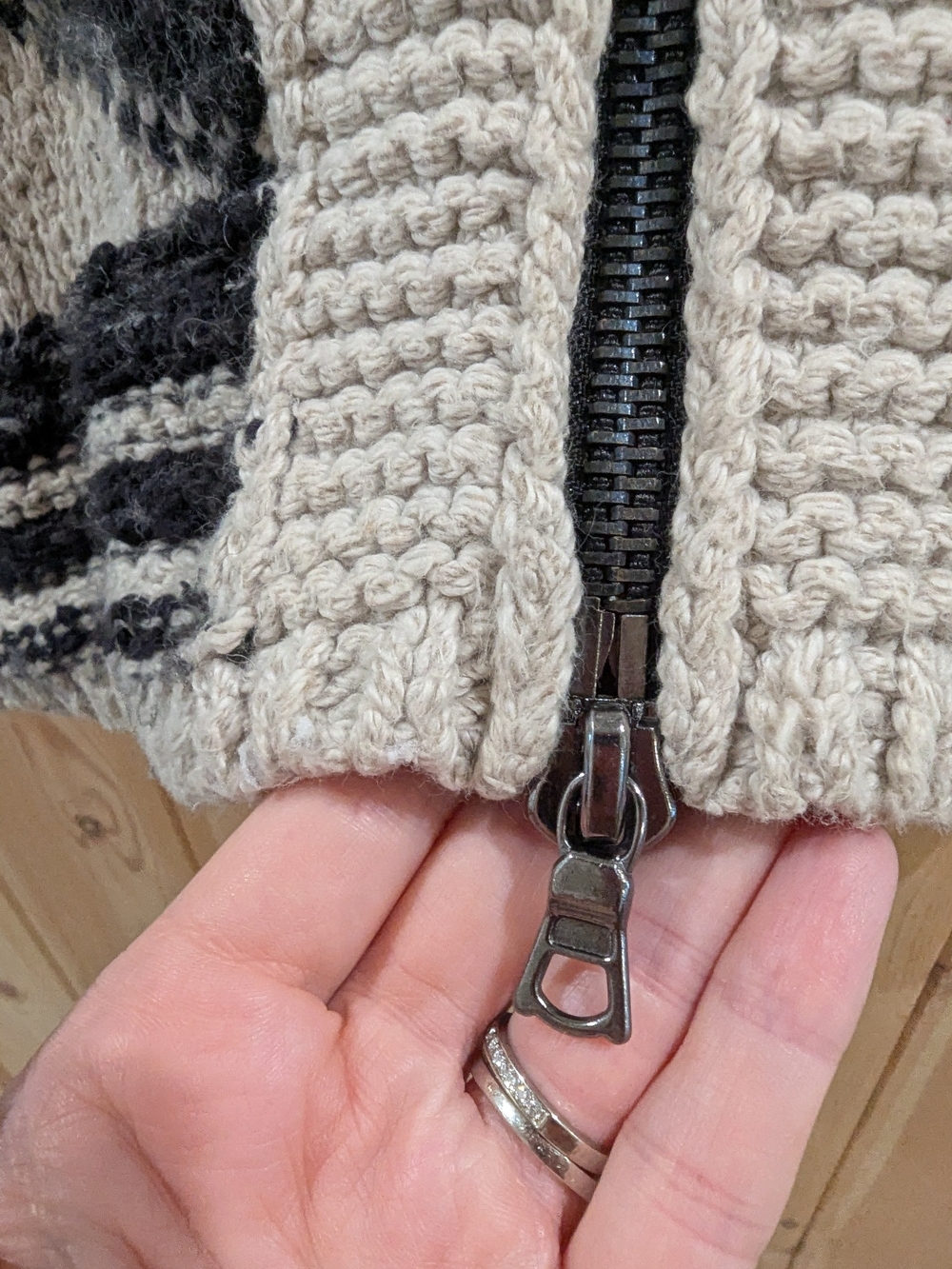 Free People Hooded Zip Cardigan in Beige and Black - Picture 5 of 10